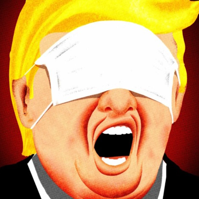 donald trump with a mask covering his eyes