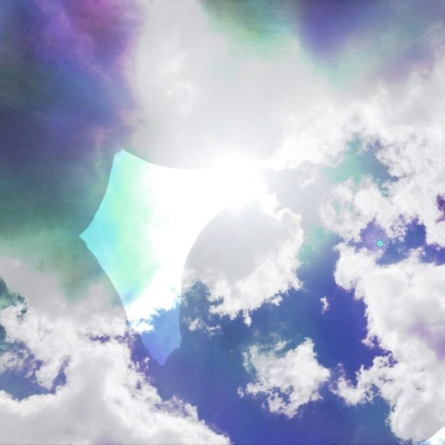 beautiful sky with clouds and lens flare