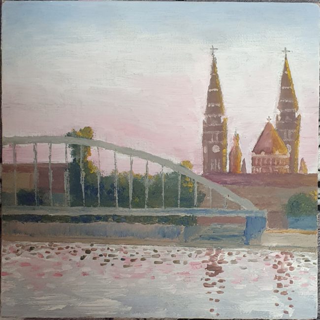 oil painting of szeged city in hungary