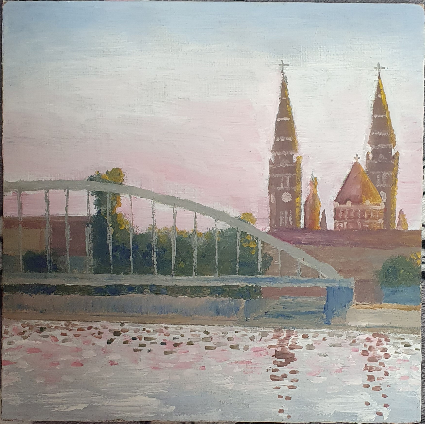 oil painting of szeged city in hungary